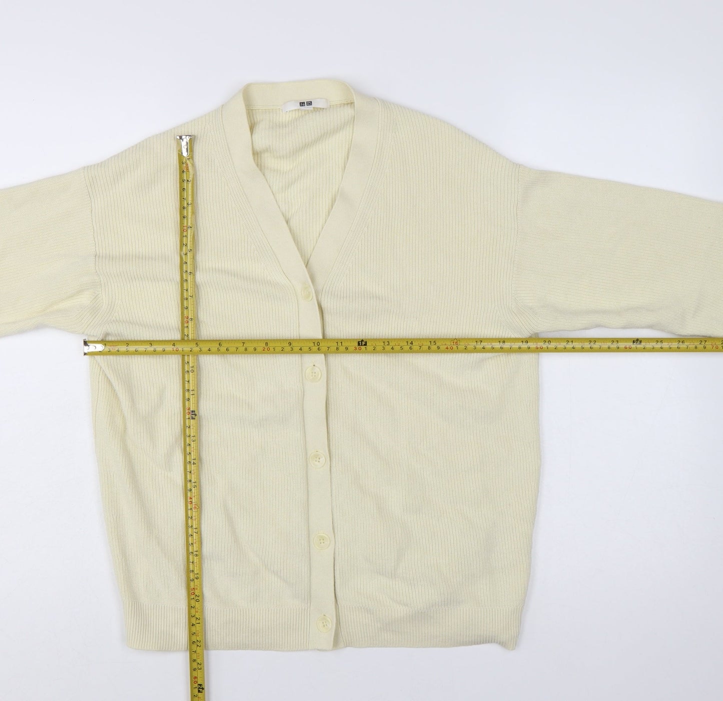 Uniqlo Women’s Ivory Cotton Cashmere V-Neck Button Cardigan L