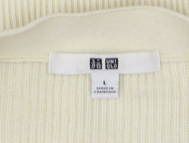 Uniqlo Women’s Ivory Cotton Cashmere V-Neck Button Cardigan L