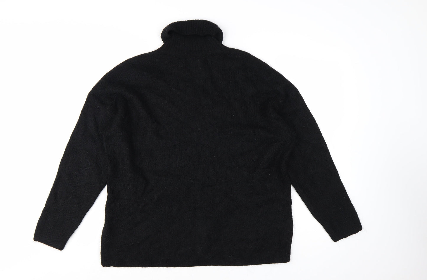 Jack Wills Women’s Black Roll Neck Wool Blend Jumper UK 12