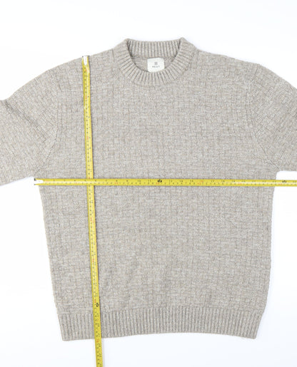 Next Men’s Beige Wool Blend Crew Neck Knit Jumper Size L