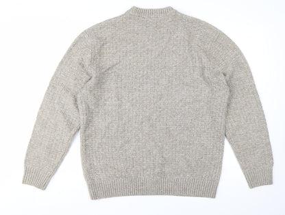 Next Men’s Beige Wool Blend Crew Neck Knit Jumper Size L