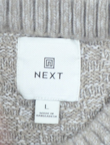 Next Men’s Beige Wool Blend Crew Neck Knit Jumper Size L