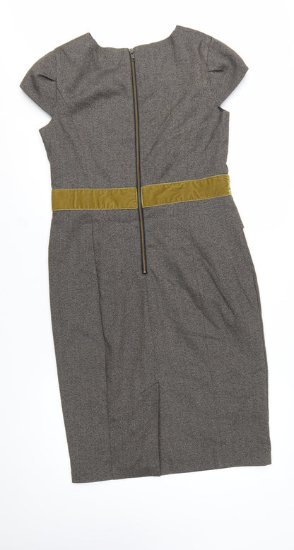 Next Women’s Grey Sheath Work Dress Size 14 with Velvet Belt