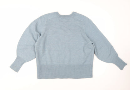 Next Women’s Blue Knit Pullover Jumper L Crew Neck Long Sleeve