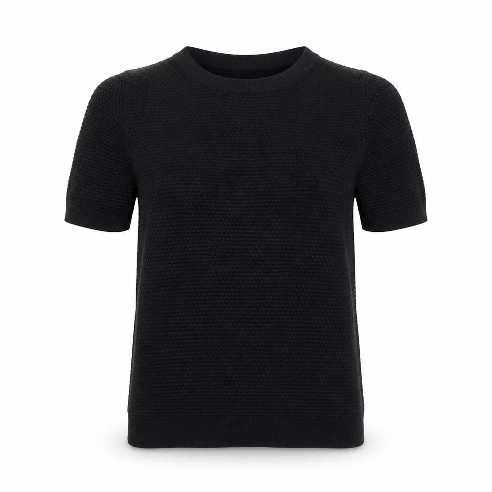 Zara Women Black Knit Short Sleeve Basic T-Shirt Size S