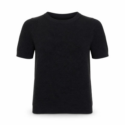 Zara Women Black Knit Short Sleeve Basic T-Shirt Size S