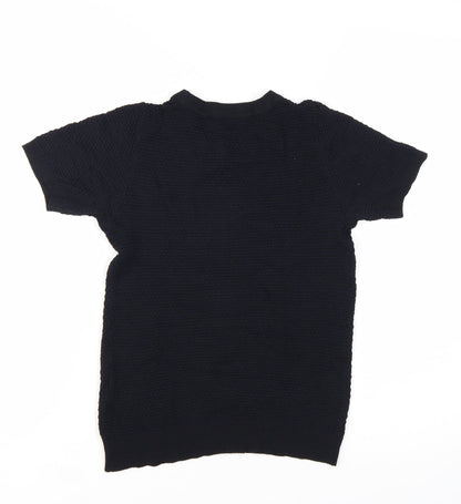 Zara Women Black Knit Short Sleeve Basic T-Shirt Size S