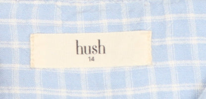 Hush Women's Blue Check Sleeveless Cotton Button-Up Shirt Size 14