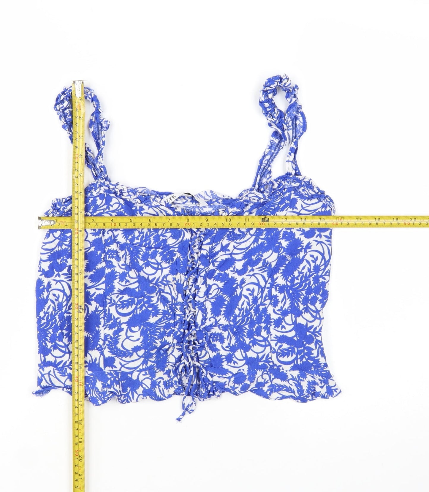 Zara Women Blue Floral Camisole Tank Top Size 12