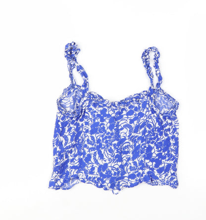 Zara Women Blue Floral Camisole Tank Top Size 12