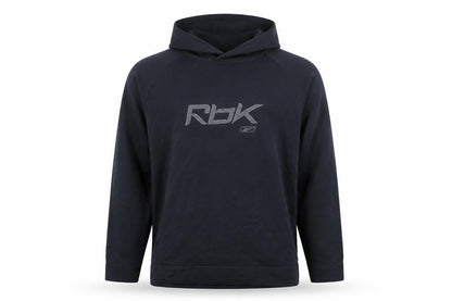 Reebok Mens Black L Pullover Hoodie Logo Graphic Sportswear