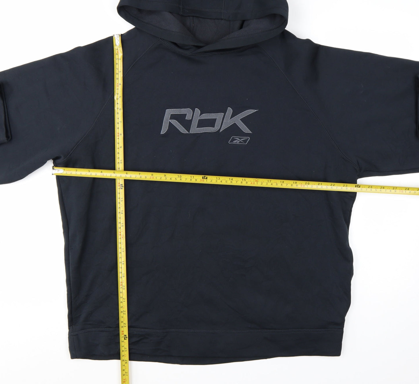 Reebok Mens Black L Pullover Hoodie Logo Graphic Sportswear