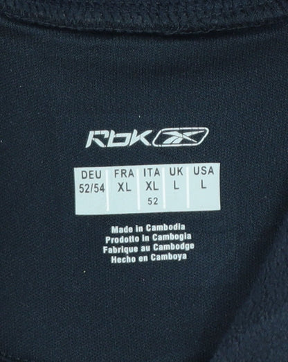 Reebok Mens Black L Pullover Hoodie Logo Graphic Sportswear