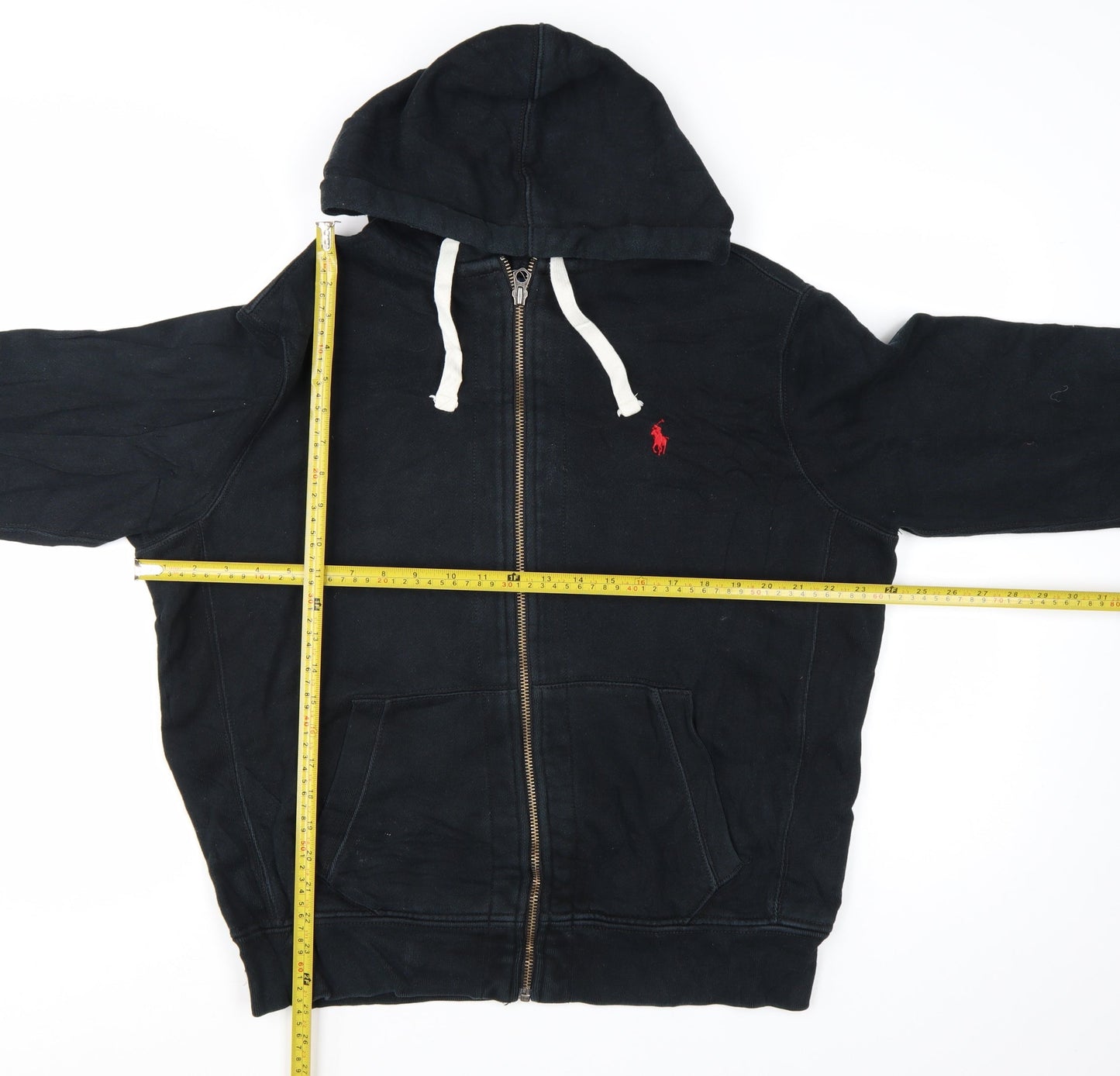 Polo Ralph Lauren Men's Black Full Zip Hoodie L Logo Cotton Blend