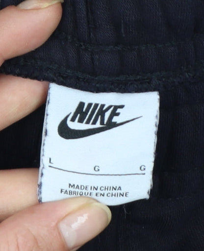 Nike Men's Black Jogger Trousers L Regular Fit Cotton Blend