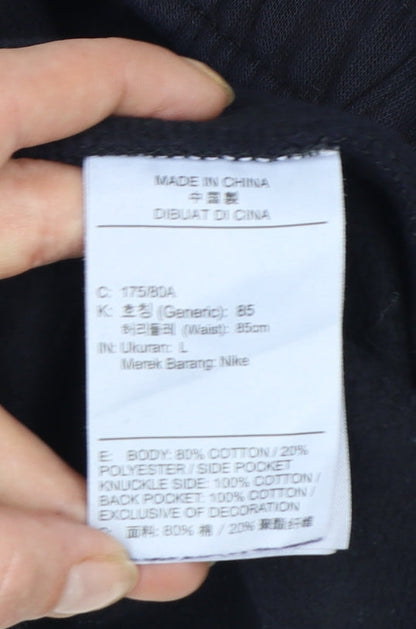 Nike Men's Black Jogger Trousers L Regular Fit Cotton Blend