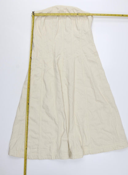 Marks and Spencer Women Beige Strapless A-Line Twill Dress Size 12