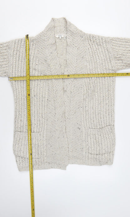 FatFace Women's Beige Chunky Knit Open Cardigan Size 8