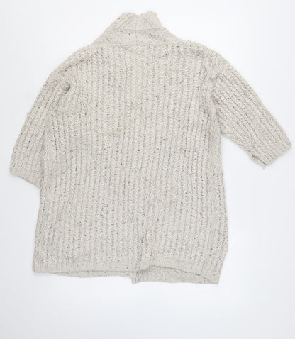 FatFace Women's Beige Chunky Knit Open Cardigan Size 8