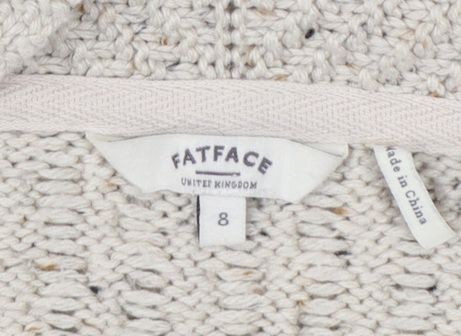 FatFace Women's Beige Chunky Knit Open Cardigan Size 8