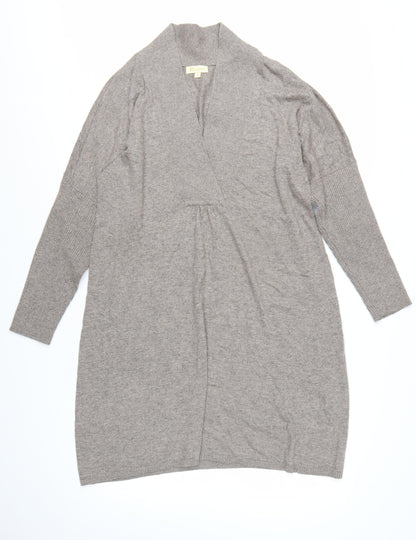 Monsoon Women’s Grey Knit Long Sleeve V-Neck Shift Dress L