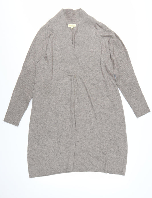 Monsoon Women’s Grey Knit Long Sleeve V-Neck Shift Dress L