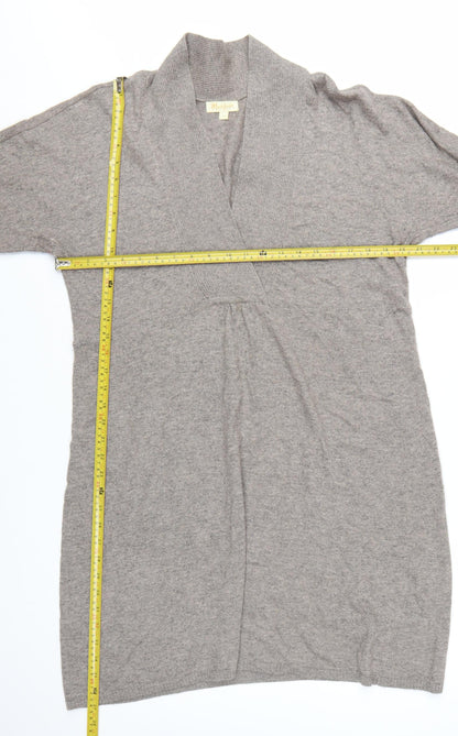 Monsoon Women’s Grey Knit Long Sleeve V-Neck Shift Dress L