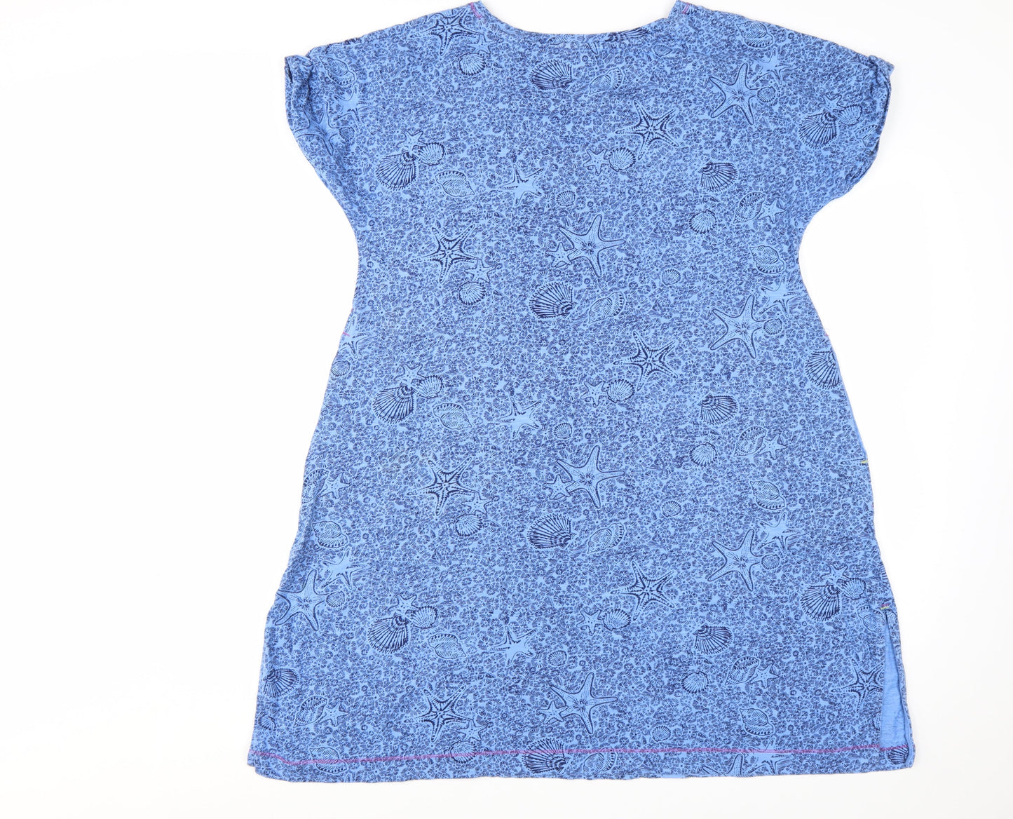 White Stuff Women's Blue Cotton Shift Dress Size S Short Sleeve Casual