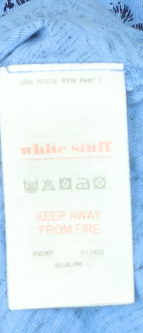 White Stuff Women's Blue Cotton Shift Dress Size S Short Sleeve Casual