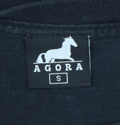 AGORA Men's Black Long Sleeve Space Graphic Cotton T-Shirt Size S