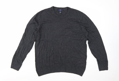 Gap Men's Grey Cotton Crew Neck Pullover Jumper Size L