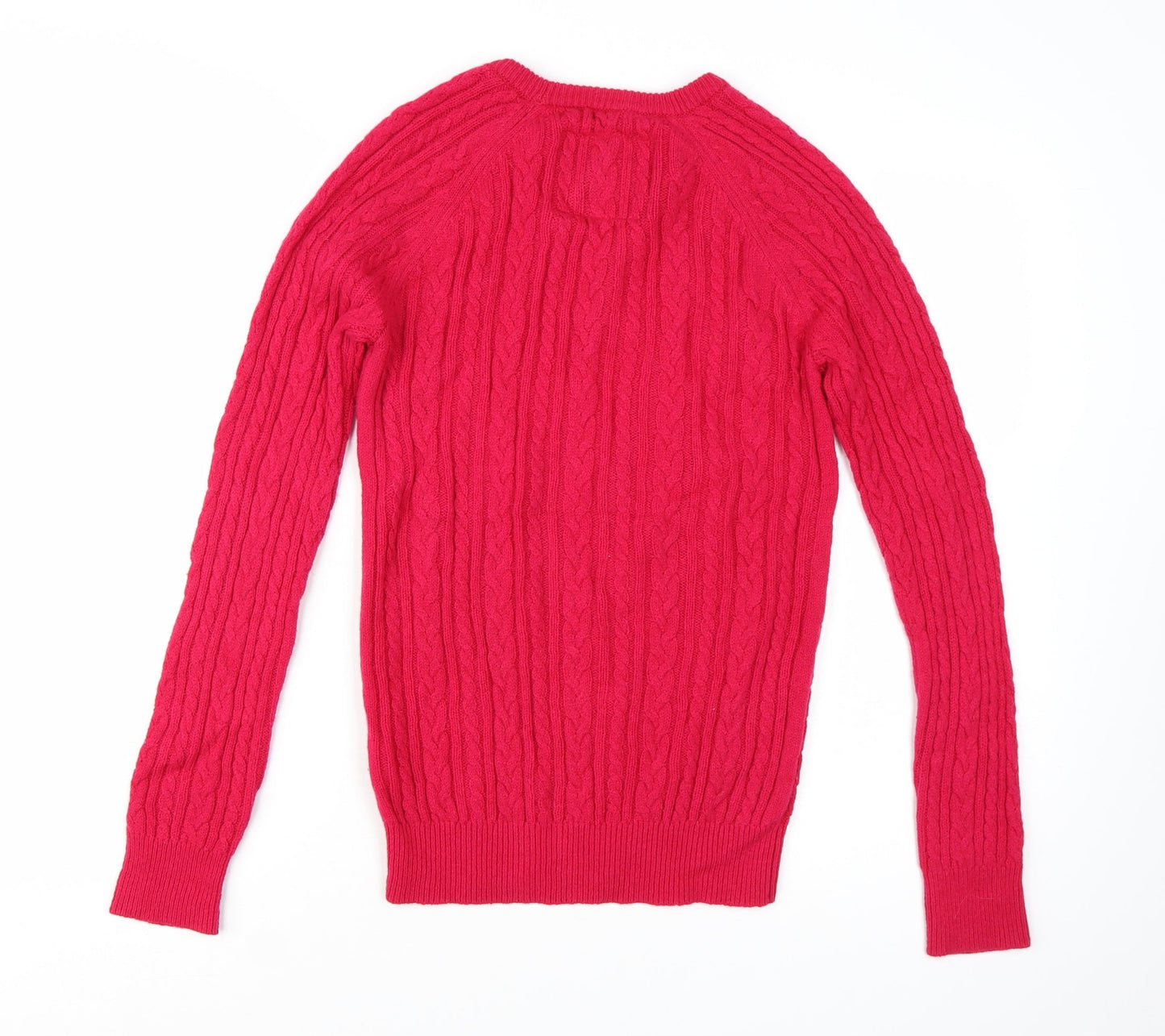 Jack Wills Women's Pink Cable-Knit Jumper UK 8 Merino Wool Blend