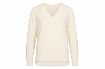 Next Women Ivory V-Neck Acrylic Pullover Jumper XS