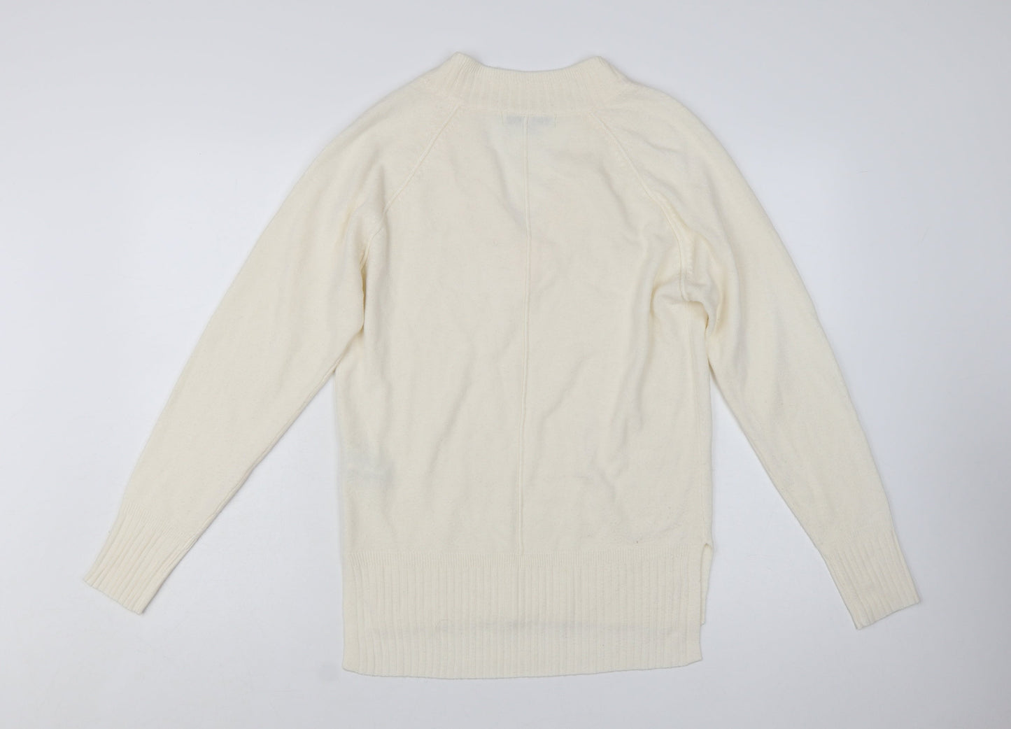 Next Women Ivory V-Neck Acrylic Pullover Jumper XS