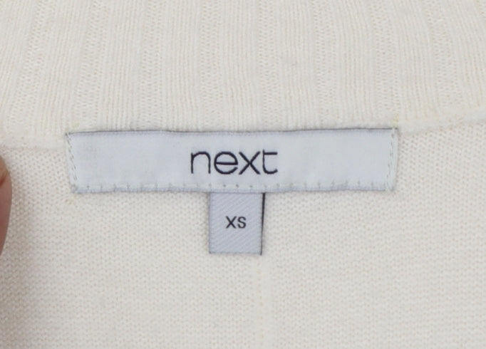 Next Women Ivory V-Neck Acrylic Pullover Jumper XS