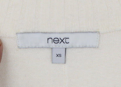 Next Women Ivory V-Neck Acrylic Pullover Jumper XS