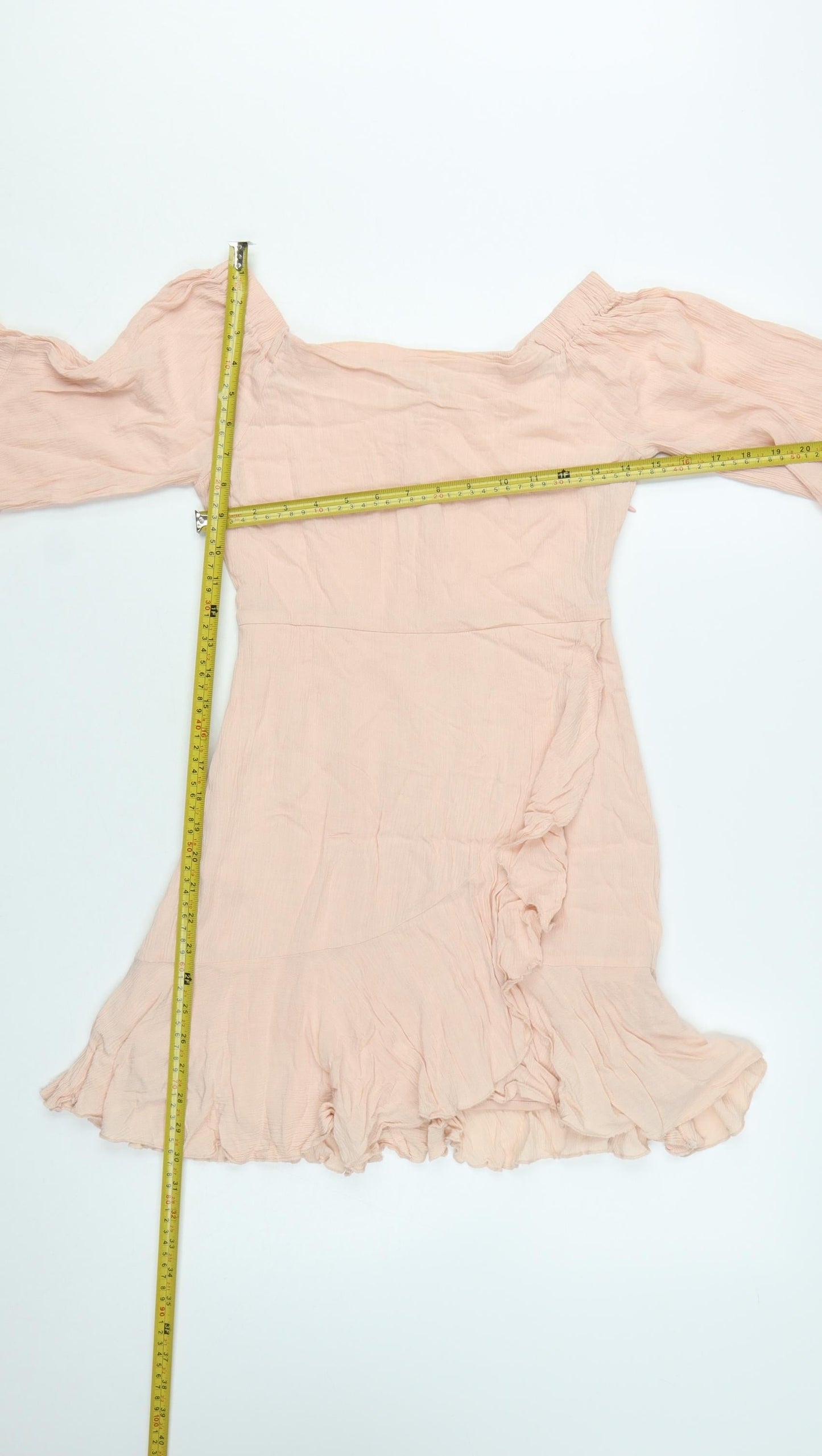 Pull & Bear Women’s Beige Off Shoulder Ruffle Boho Dress Size 8