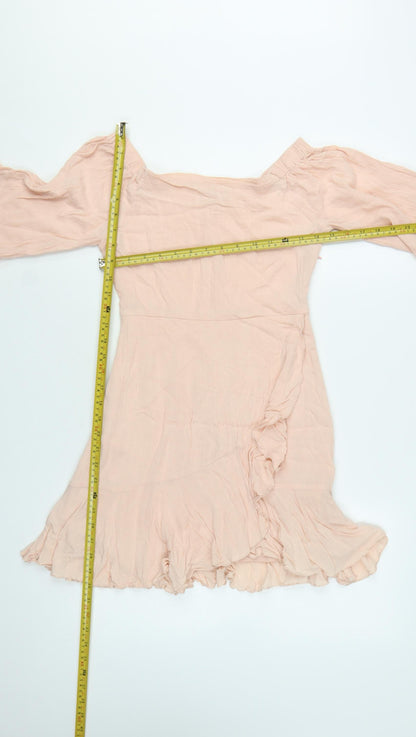 Pull & Bear Women’s Beige Off Shoulder Ruffle Boho Dress Size 8