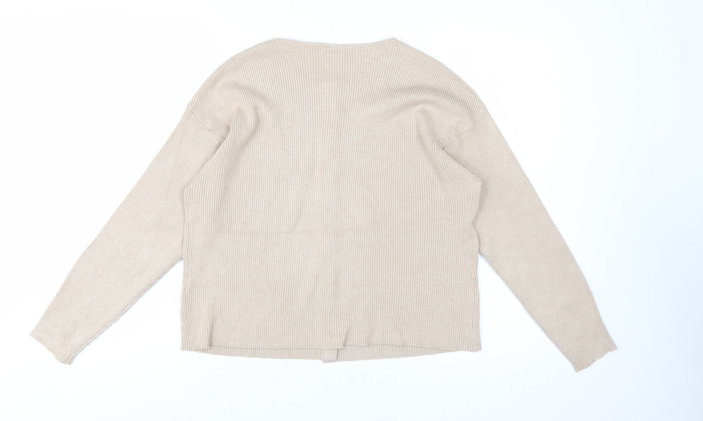 Marks and Spencer Women Beige Size 16 Cardigan Knit Jumper