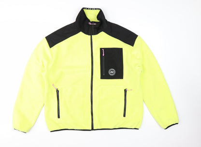 DKNY Women’s Yellow Fleece Zip Jacket L Sportswear Style