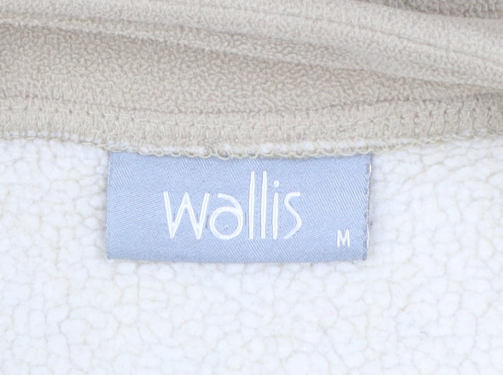 Wallis Women Beige Fleece Zip Jacket M Lined Warm Casual Style