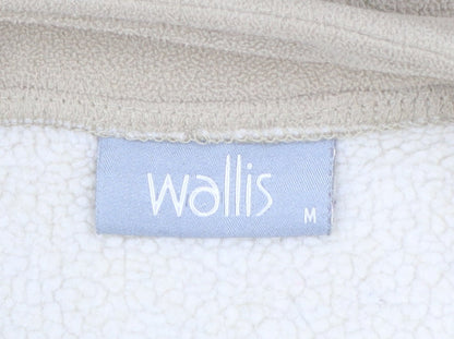 Wallis Women Beige Fleece Zip Jacket M Lined Warm Casual Style