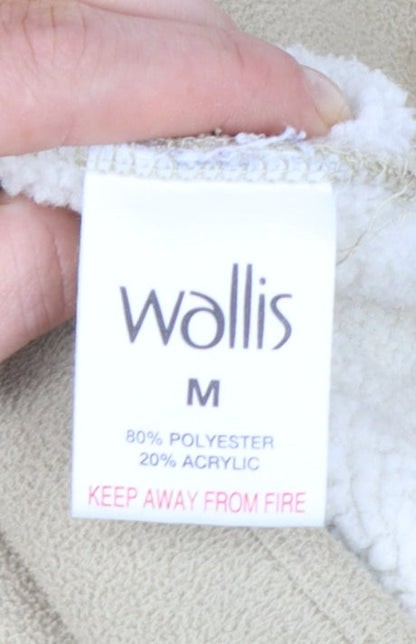 Wallis Women Beige Fleece Zip Jacket M Lined Warm Casual Style