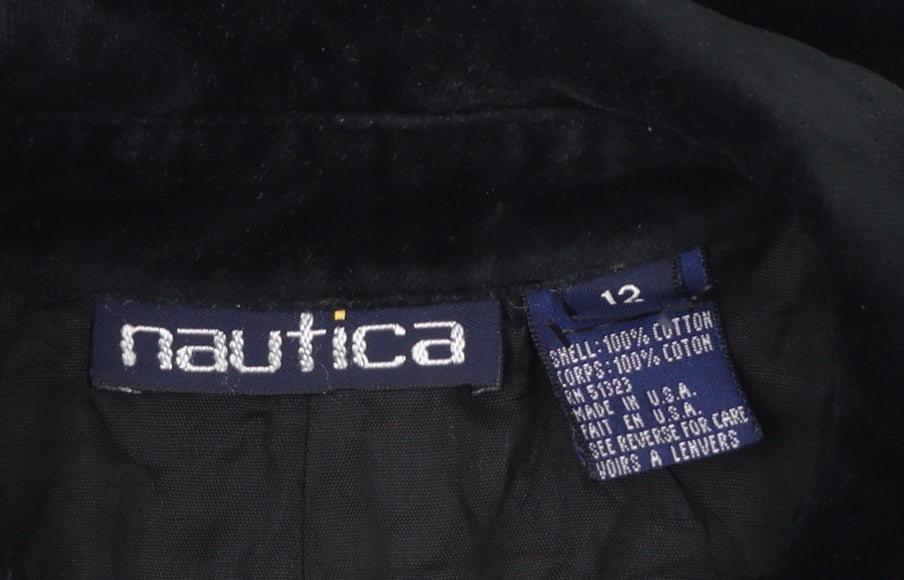 Nautica Women’s Black Velvet Cotton Bomber Jacket Size 12
