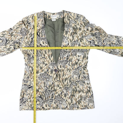 Regina Porter Womens Multicoloured Silk Animal Print Blazer Size 10