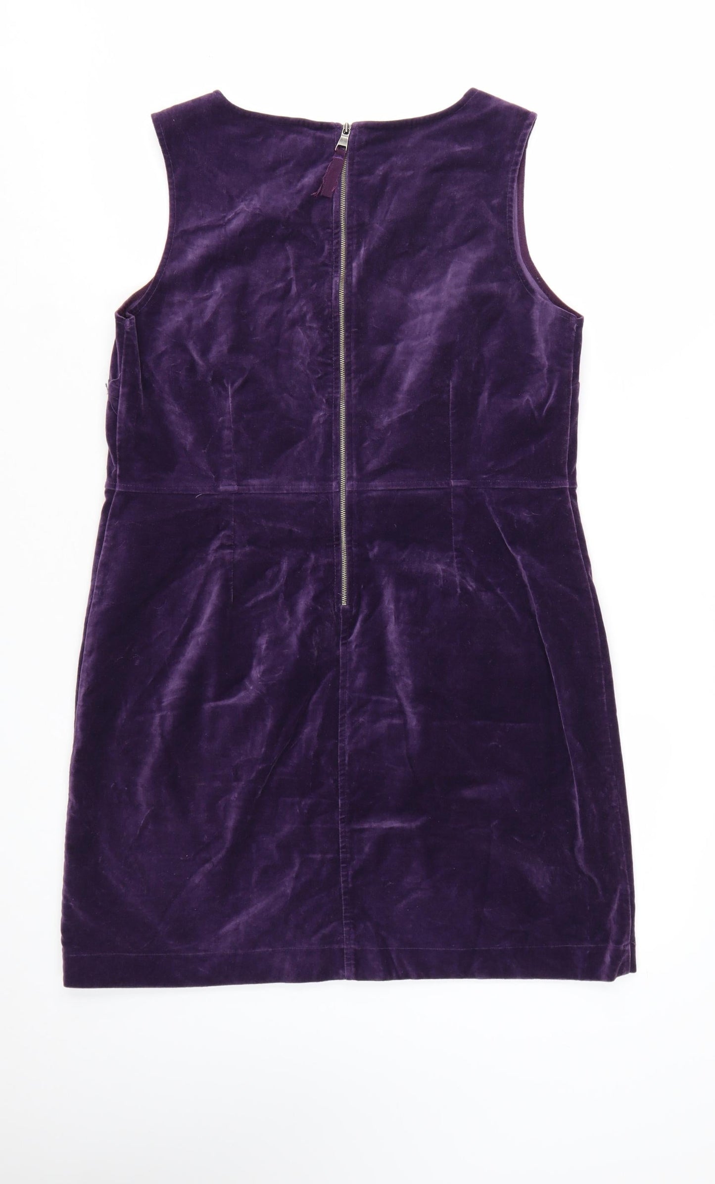 Thought Women's Purple Velvet Sleeveless Pinafore Dress Size 12