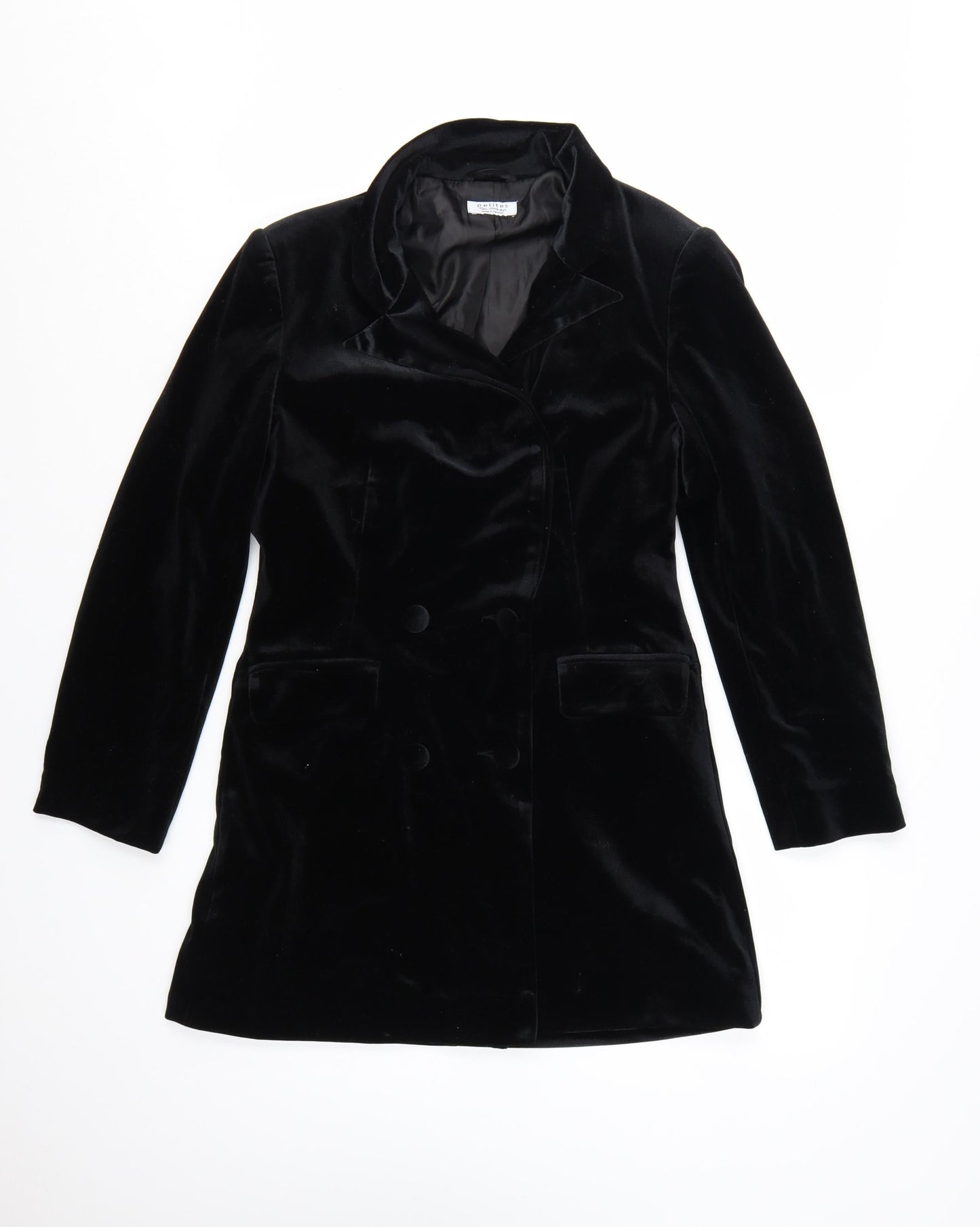 Miss Selfridge Petites Black Velvet Jacket Dress UK 10