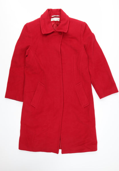 Albert Nipon Women's Red Wool Angora Cashmere Long Overcoat Size 12