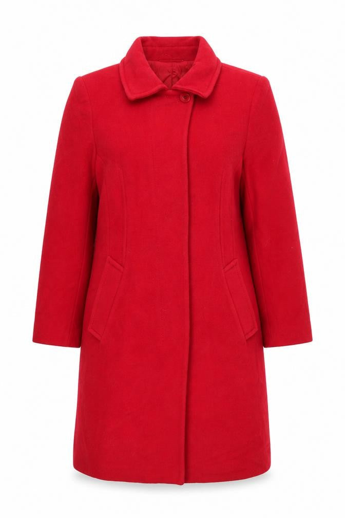 Albert Nipon Women's Red Wool Angora Cashmere Long Overcoat Size 12