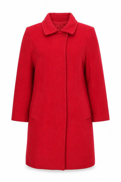 Albert Nipon Women's Red Wool Angora Cashmere Long Overcoat Size 12